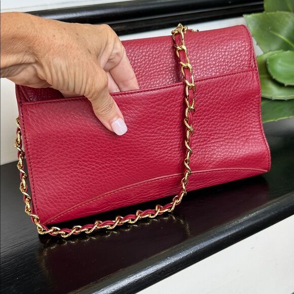 Kate Landry genuine leather shoulder purse, like new red gold - Picture 4 of 9